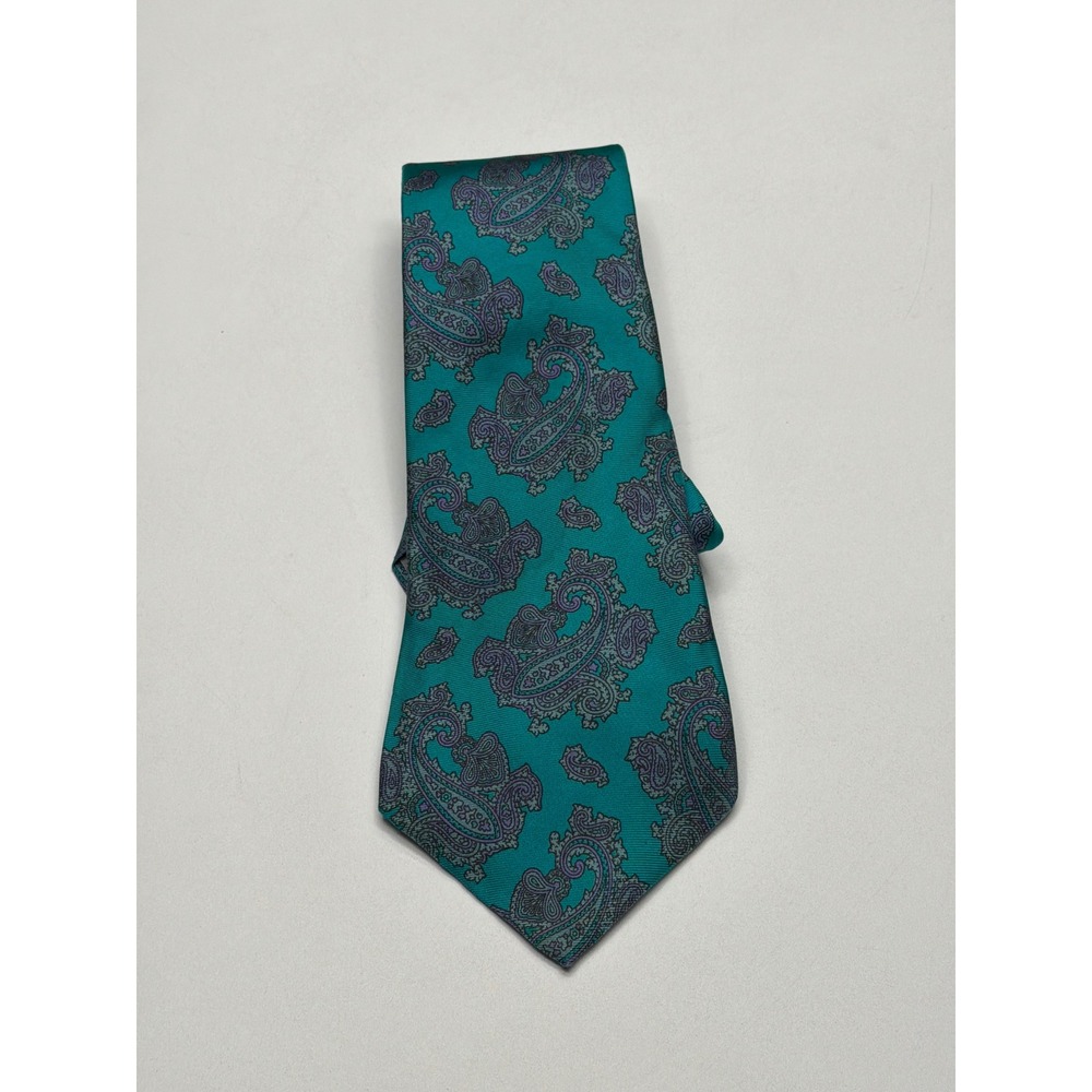 LAZARUS Teal Paisley Silk Blend Mens‎ Tie